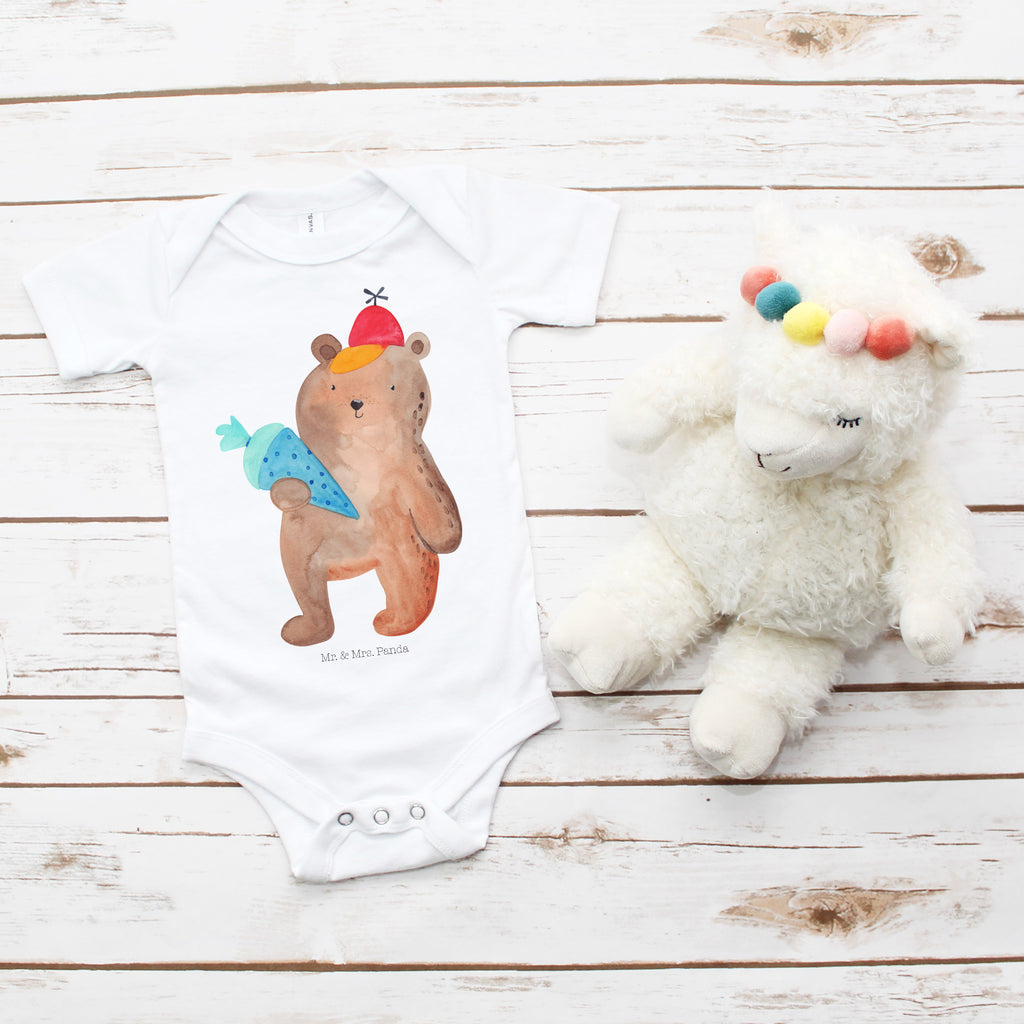 Organic Baby Body Bär mit Schultüte Babykleidung, Babystrampler, Strampler, Wickelbody, Baby Erstausstattung, Junge, Mädchen, Bär, Teddy, Teddybär, Bär Motiv, Schultüte, Erster Schultag Geschenk, Einschulung Geschenk, Schule Geschenk, Grundschule, Schulanfang, Schulbeginn
