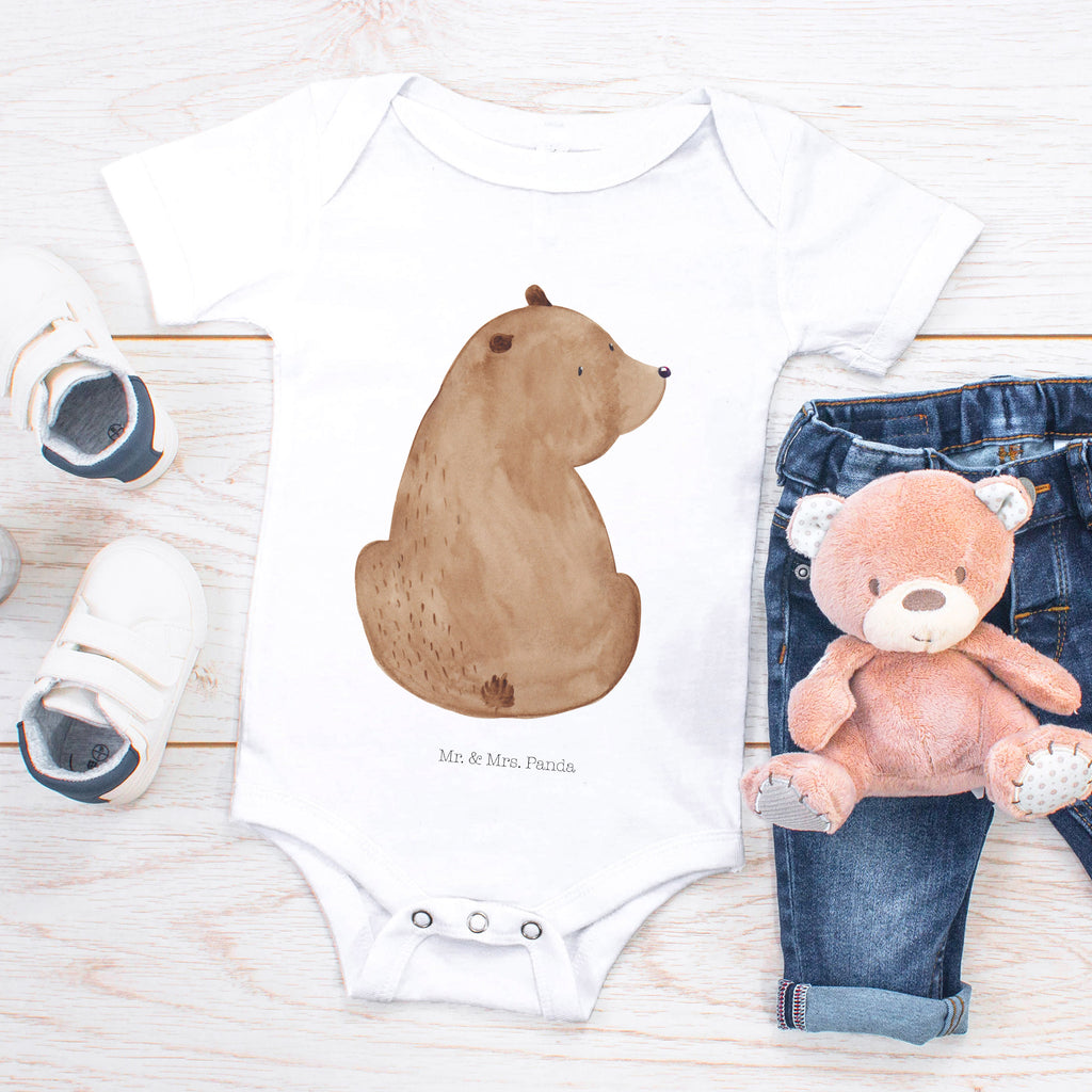 Organic Baby Body Bär Schulterblick Babykleidung, Babystrampler, Strampler, Wickelbody, Baby Erstausstattung, Junge, Mädchen, Bär, Teddy, Teddybär, Selbstachtung, Weltansicht, Motivation, Bären, Bärenliebe, Weisheit