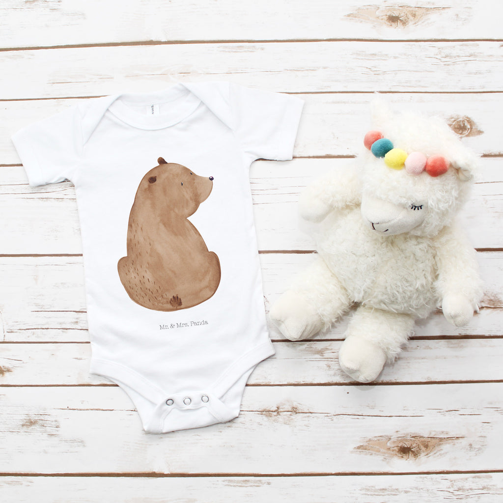 Organic Baby Body Bär Schulterblick Babykleidung, Babystrampler, Strampler, Wickelbody, Baby Erstausstattung, Junge, Mädchen, Bär, Teddy, Teddybär, Selbstachtung, Weltansicht, Motivation, Bären, Bärenliebe, Weisheit