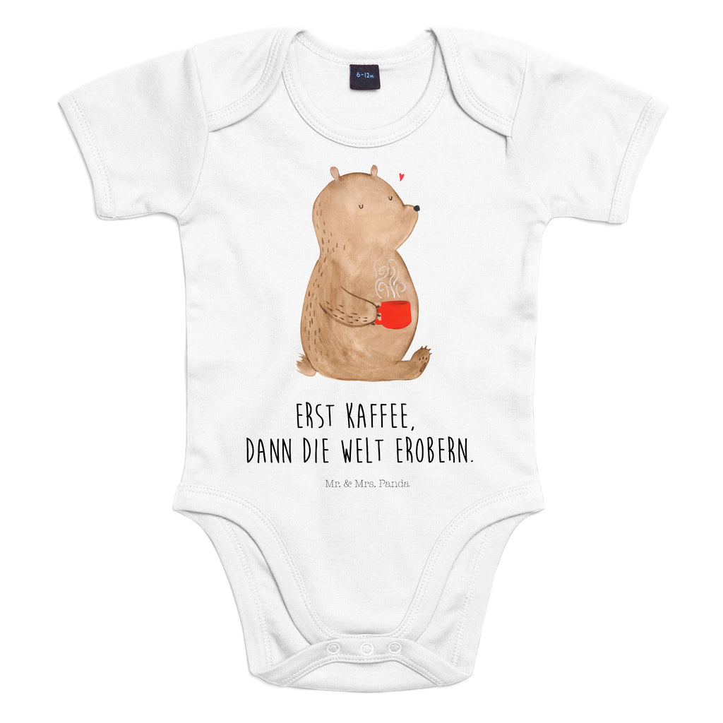 Organic Baby Body Bär Kaffee Babykleidung, Babystrampler, Strampler, Wickelbody, Baby Erstausstattung, Junge, Mädchen, Bär, Teddy, Teddybär, Kaffee, Coffee, Bären, guten Morgen, Morgenroutine, Welt erobern, Welt retten, Motivation