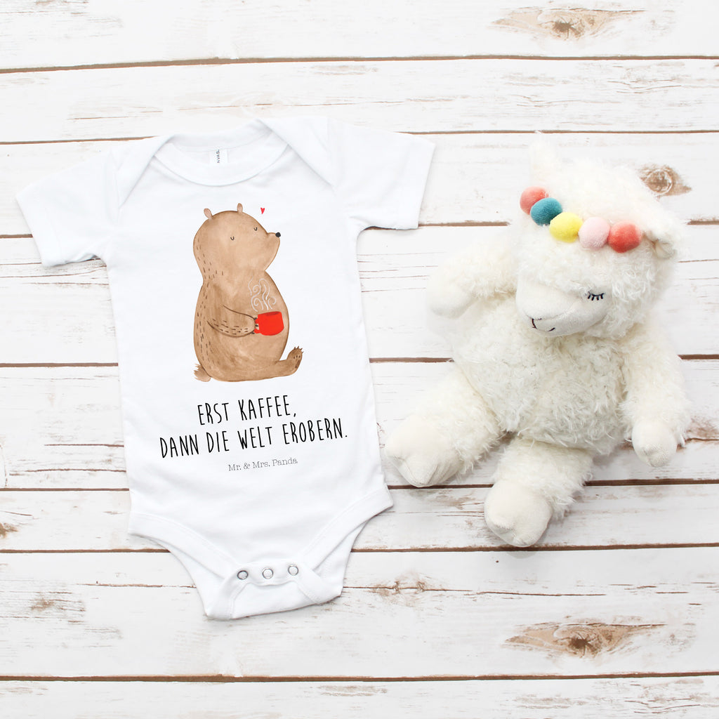 Organic Baby Body Bär Kaffee Babykleidung, Babystrampler, Strampler, Wickelbody, Baby Erstausstattung, Junge, Mädchen, Bär, Teddy, Teddybär, Kaffee, Coffee, Bären, guten Morgen, Morgenroutine, Welt erobern, Welt retten, Motivation
