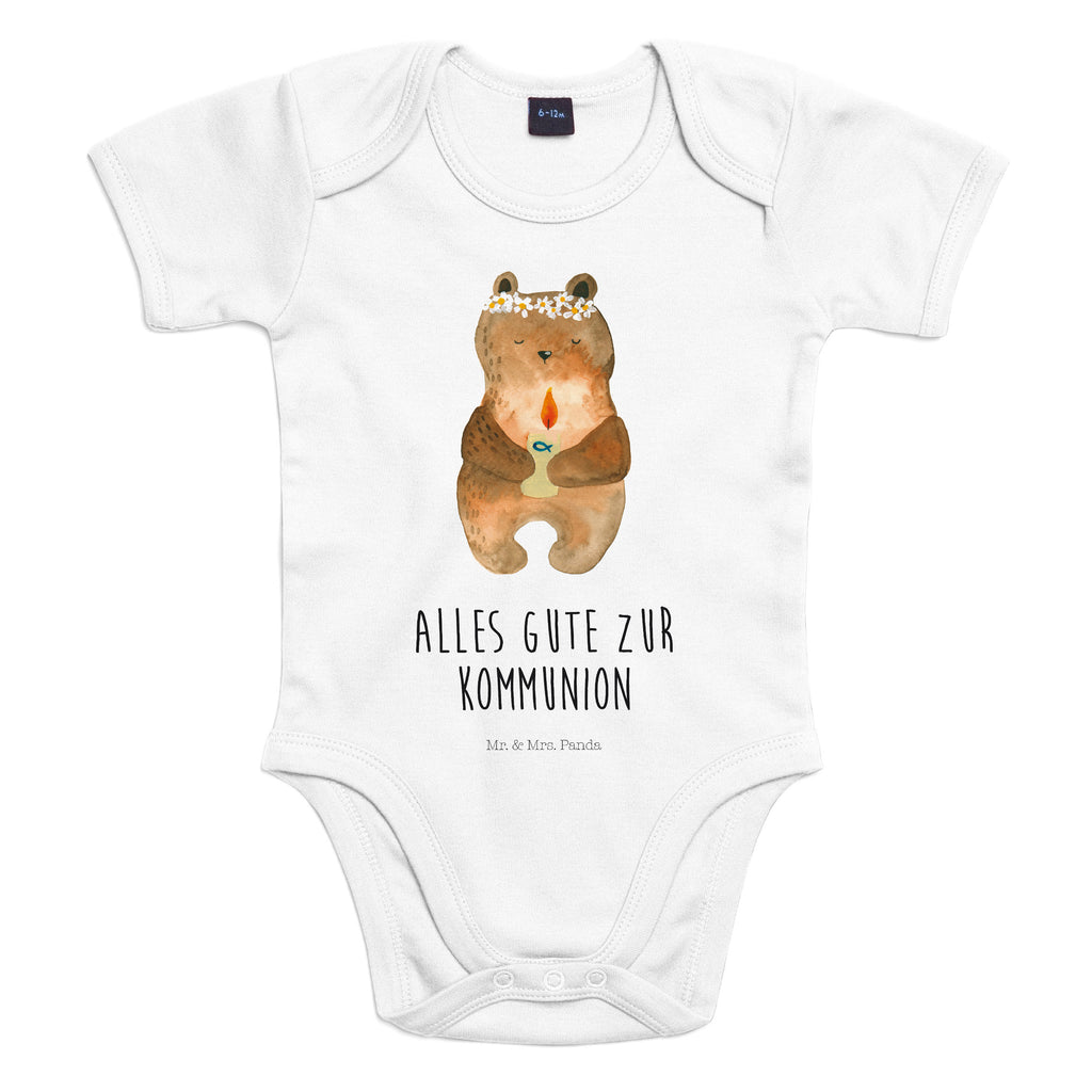 Organic Baby Body Kommunion-Bär Babykleidung, Babystrampler, Strampler, Wickelbody, Baby Erstausstattung, Junge, Mädchen, Bär, Teddy, Teddybär, Kommunion, Gottes Segen, Taufkerze, katholisch