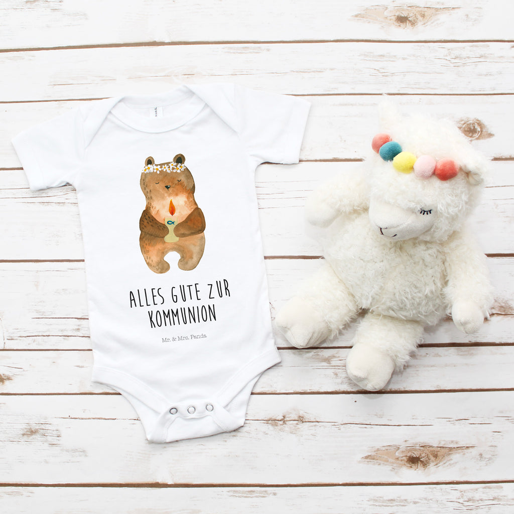 Organic Baby Body Kommunion-Bär Babykleidung, Babystrampler, Strampler, Wickelbody, Baby Erstausstattung, Junge, Mädchen, Bär, Teddy, Teddybär, Kommunion, Gottes Segen, Taufkerze, katholisch