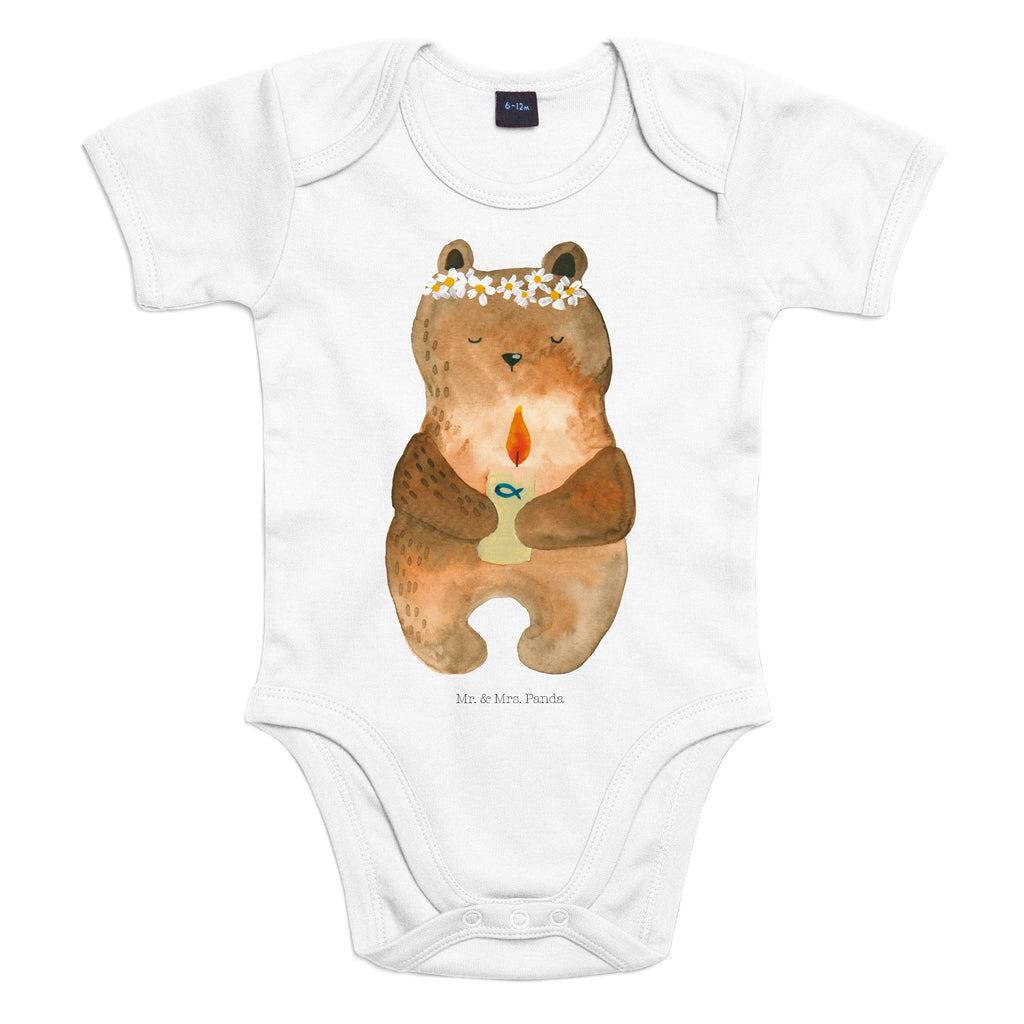 Organic Baby Body Kommunion-Bär Babykleidung, Babystrampler, Strampler, Wickelbody, Baby Erstausstattung, Junge, Mädchen, Bär, Teddy, Teddybär, Kommunion, Gottes Segen, Taufkerze, katholisch