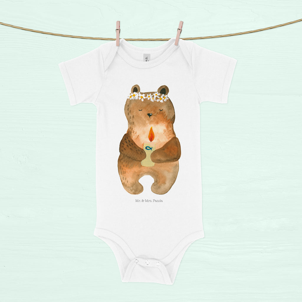 Organic Baby Body Kommunion-Bär Babykleidung, Babystrampler, Strampler, Wickelbody, Baby Erstausstattung, Junge, Mädchen, Bär, Teddy, Teddybär, Kommunion, Gottes Segen, Taufkerze, katholisch