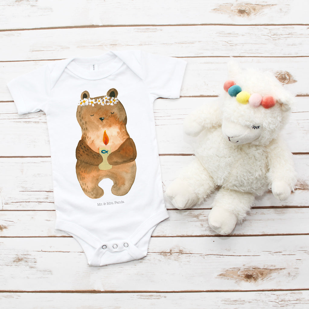 Organic Baby Body Kommunion-Bär Babykleidung, Babystrampler, Strampler, Wickelbody, Baby Erstausstattung, Junge, Mädchen, Bär, Teddy, Teddybär, Kommunion, Gottes Segen, Taufkerze, katholisch