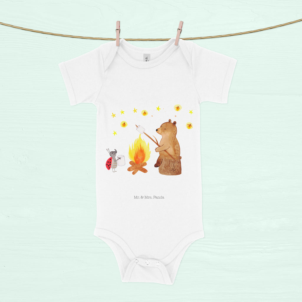 Organic Baby Body Bär & Marienkäfer Lagerfeuer Babykleidung, Babystrampler, Strampler, Wickelbody, Baby Erstausstattung, Junge, Mädchen, Bär, Teddy, Teddybär, Lagerfeuer