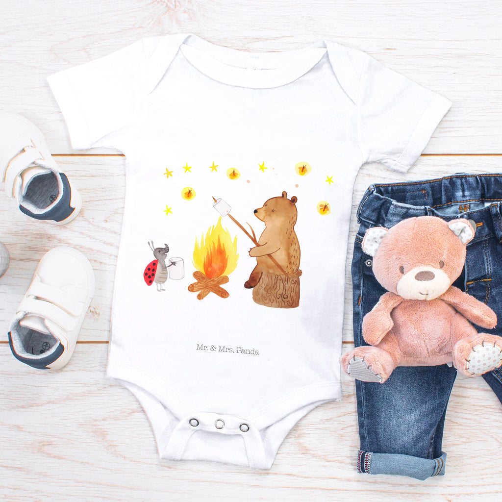 Organic Baby Body Bär & Marienkäfer Lagerfeuer Babykleidung, Babystrampler, Strampler, Wickelbody, Baby Erstausstattung, Junge, Mädchen, Bär, Teddy, Teddybär, Lagerfeuer