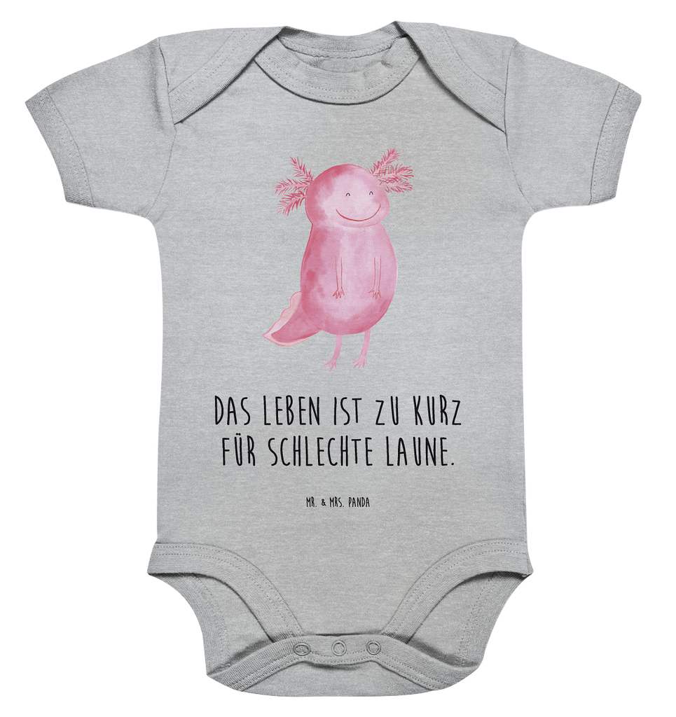 Organic Baby Body Axolotl glücklich Babykleidung, Babystrampler, Strampler, Wickelbody, Baby Erstausstattung, Junge, Mädchen, Axolotl, Molch, Axolot, Schwanzlurch, Lurch, Lurche, Motivation, gute Laune