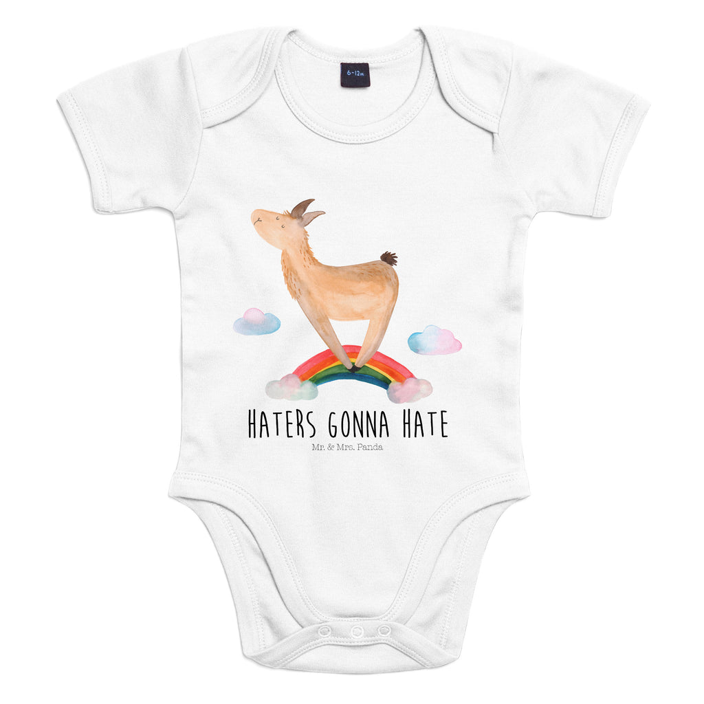 Organic Baby Body Lama Regenbogen Babykleidung, Babystrampler, Strampler, Wickelbody, Baby Erstausstattung, Junge, Mädchen, Lama, Alpaka, Lamas, Regenbogen, Haters gonna hate, Haters, Selbstständig, Außenseiter, Schule, Abi, Hobby, Wolkenland, Freiheit