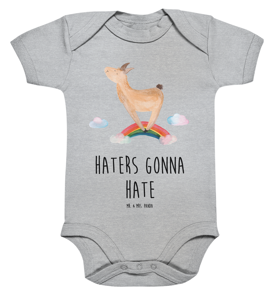 Organic Baby Body Lama Regenbogen Babykleidung, Babystrampler, Strampler, Wickelbody, Baby Erstausstattung, Junge, Mädchen, Lama, Alpaka, Lamas, Regenbogen, Haters gonna hate, Haters, Selbstständig, Außenseiter, Schule, Abi, Hobby, Wolkenland, Freiheit