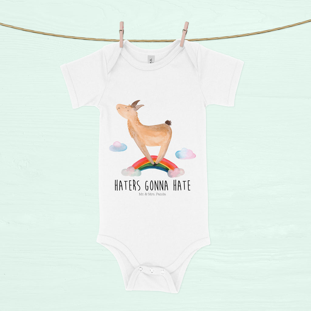 Organic Baby Body Lama Regenbogen Babykleidung, Babystrampler, Strampler, Wickelbody, Baby Erstausstattung, Junge, Mädchen, Lama, Alpaka, Lamas, Regenbogen, Haters gonna hate, Haters, Selbstständig, Außenseiter, Schule, Abi, Hobby, Wolkenland, Freiheit