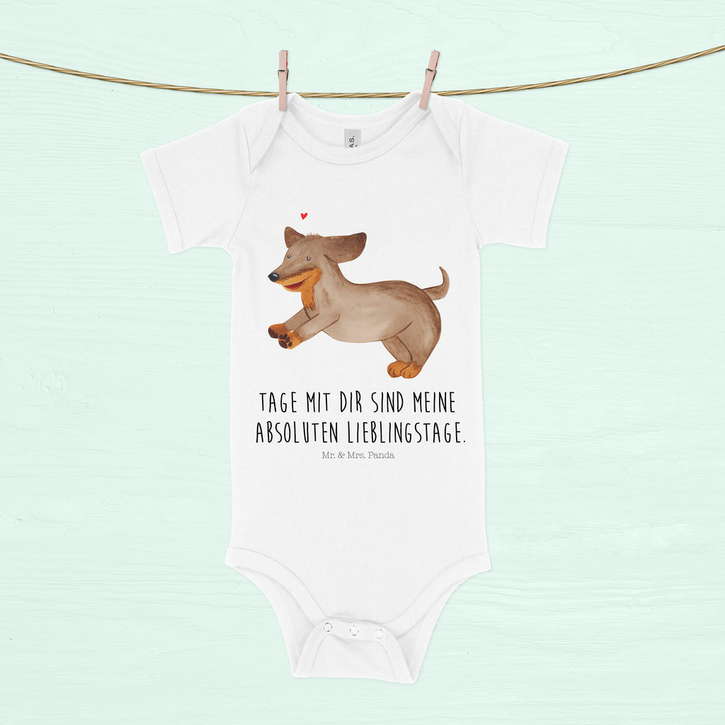 Organic Baby Body Hund Dackel fröhlich Babykleidung, Babystrampler, Strampler, Wickelbody, Baby Erstausstattung, Junge, Mädchen, Hund, Hundemotiv, Haustier, Hunderasse, Tierliebhaber, Hundebesitzer, Sprüche, Hunde, Dackel, Dachshund, happy dog
