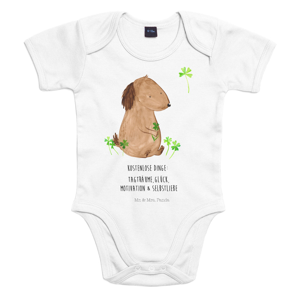 Organic Baby Body Hund Kleeblatt Babykleidung, Babystrampler, Strampler, Wickelbody, Baby Erstausstattung, Junge, Mädchen, Hund, Hundemotiv, Haustier, Hunderasse, Tierliebhaber, Hundebesitzer, Sprüche, Kleeblatt, Glück, Tagträume, Motivation, Neuanfang, Geschenk, Glücksbringer, Selbstliebe, Achtsamkeit
