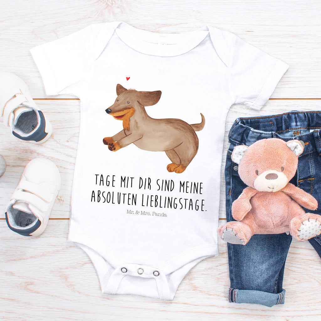 Organic Baby Body Hund Dackel fröhlich Babykleidung, Babystrampler, Strampler, Wickelbody, Baby Erstausstattung, Junge, Mädchen, Hund, Hundemotiv, Haustier, Hunderasse, Tierliebhaber, Hundebesitzer, Sprüche, Hunde, Dackel, Dachshund, happy dog