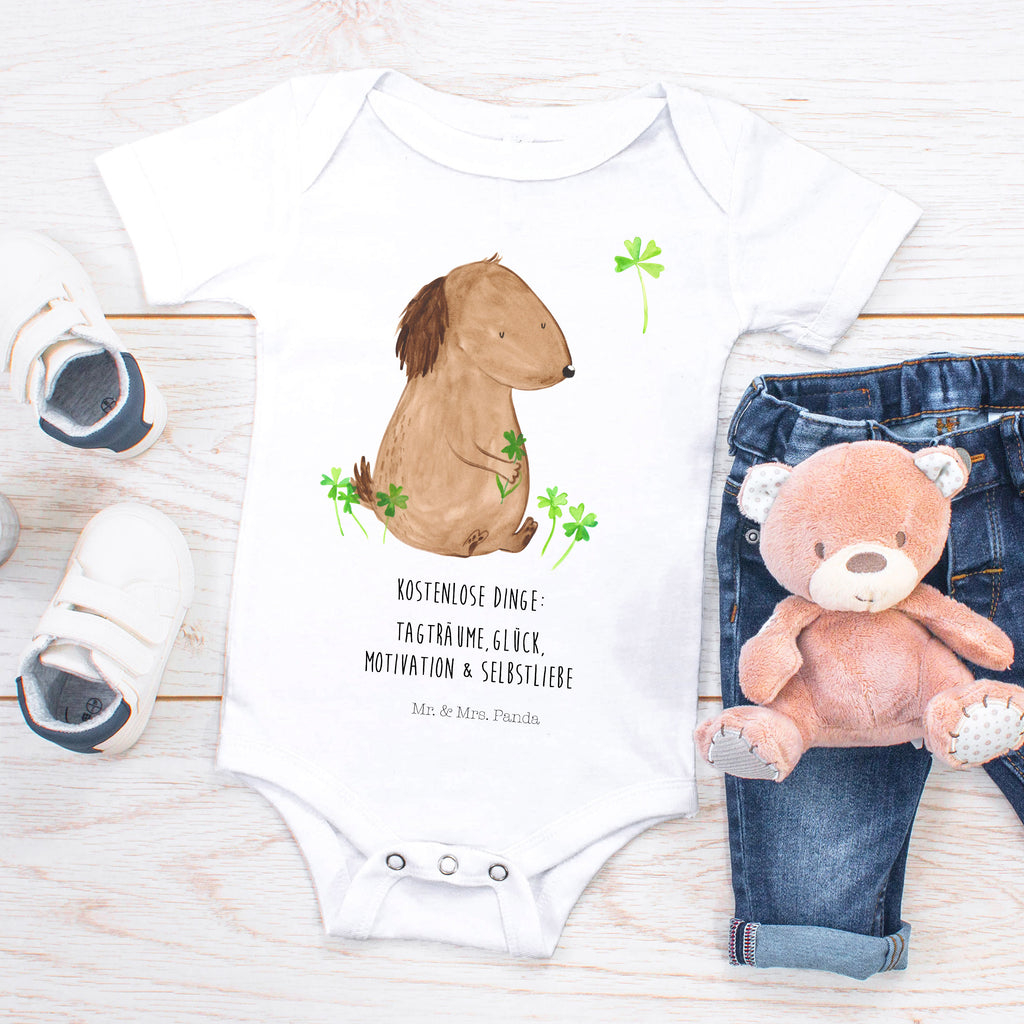 Organic Baby Body Hund Kleeblatt Babykleidung, Babystrampler, Strampler, Wickelbody, Baby Erstausstattung, Junge, Mädchen, Hund, Hundemotiv, Haustier, Hunderasse, Tierliebhaber, Hundebesitzer, Sprüche, Kleeblatt, Glück, Tagträume, Motivation, Neuanfang, Geschenk, Glücksbringer, Selbstliebe, Achtsamkeit