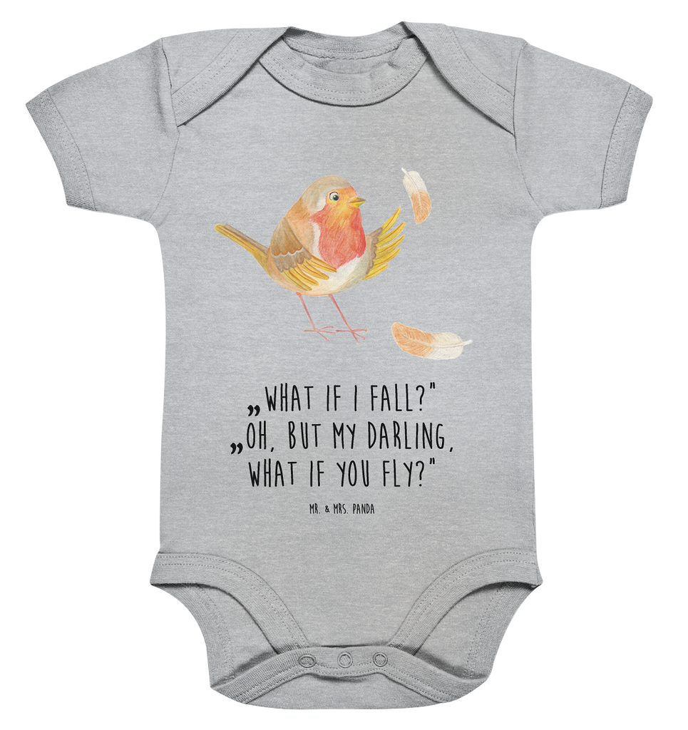 Organic Baby Body Rotkehlchen mit Federn Babykleidung, Babystrampler, Strampler, Wickelbody, Baby Erstausstattung, Junge, Mädchen, Tiermotive, Gute Laune, lustige Sprüche, Tiere, What if i fall, Rotkehlchen, Spruch Motivation, Spruch Mut, Vogel, Motivation Sprüche, Motivationsbilder, fliegen