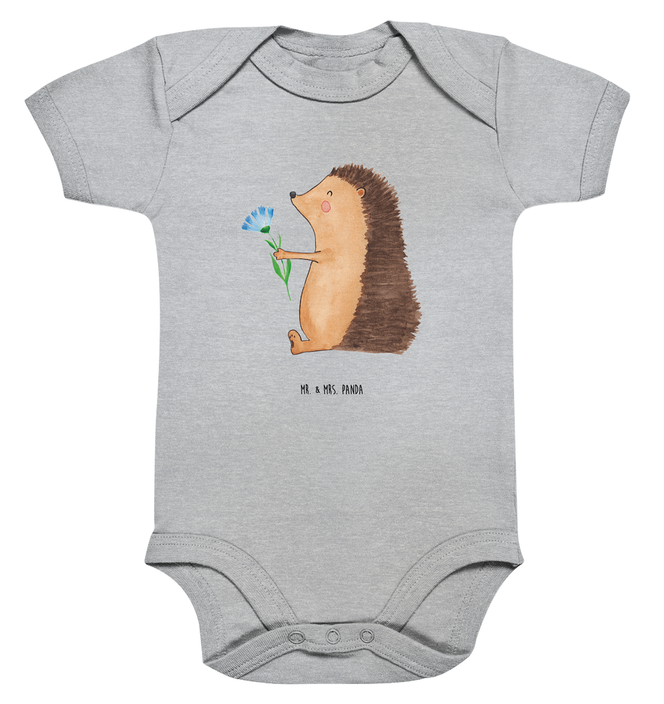 Organic Baby Body Igel mit Blume Babykleidung, Babystrampler, Strampler, Wickelbody, Baby Erstausstattung, Junge, Mädchen, Tiermotive, Gute Laune, lustige Sprüche, Tiere, Igel, Gute Besserung, Genesungswünsche, Krankheit, Krankenhaus, krank, Besuch