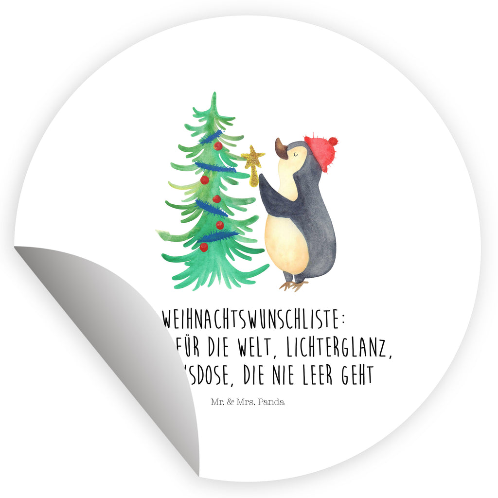 40mm Rund Aufkleber Pinguin Weihnachtsbaum Sticker, Aufkleber, Etikett, Winter, Weihnachten, Weihnachtsdeko, Nikolaus, Advent, Heiligabend, Wintermotiv, Pinguin