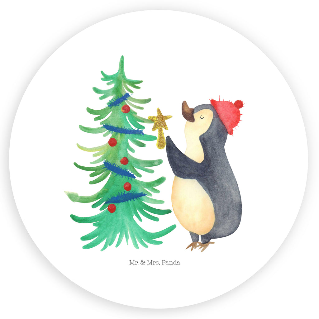 40mm Rund Aufkleber Pinguin Weihnachtsbaum Sticker, Aufkleber, Etikett, Winter, Weihnachten, Weihnachtsdeko, Nikolaus, Advent, Heiligabend, Wintermotiv, Pinguin