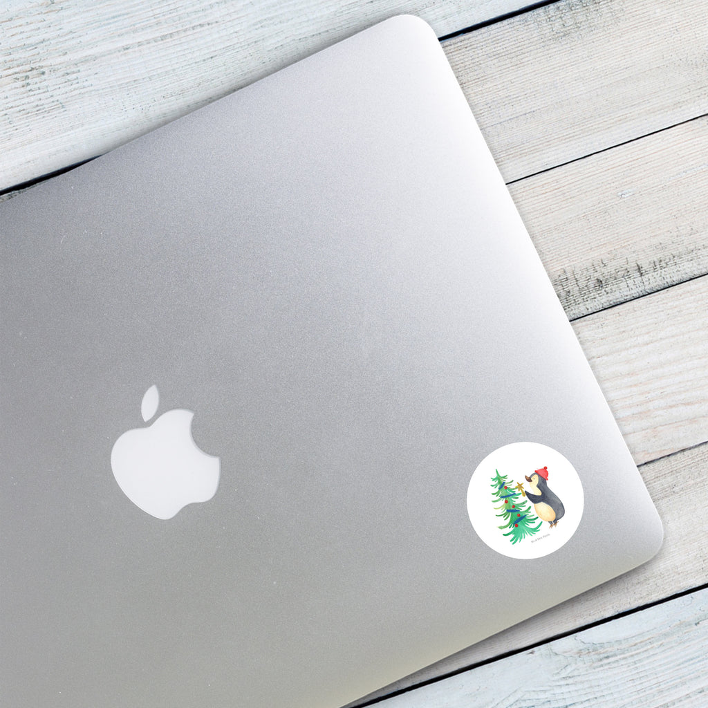 40mm Rund Aufkleber Pinguin Weihnachtsbaum Sticker, Aufkleber, Etikett, Winter, Weihnachten, Weihnachtsdeko, Nikolaus, Advent, Heiligabend, Wintermotiv, Pinguin