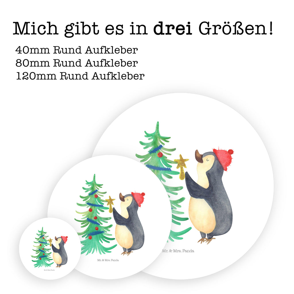 40mm Rund Aufkleber Pinguin Weihnachtsbaum Sticker, Aufkleber, Etikett, Winter, Weihnachten, Weihnachtsdeko, Nikolaus, Advent, Heiligabend, Wintermotiv, Pinguin