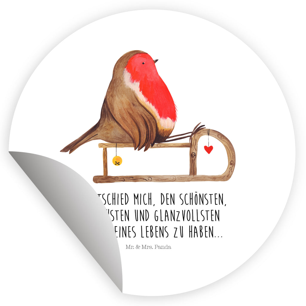 120mm Rund Aufkleber Rotkehlchen Schlitten Sticker, Aufkleber, Etikett, Kinder, rund, Winter, Weihnachten, Weihnachtsdeko, Nikolaus, Advent, Heiligabend, Wintermotiv, Schlitten, Vogel
