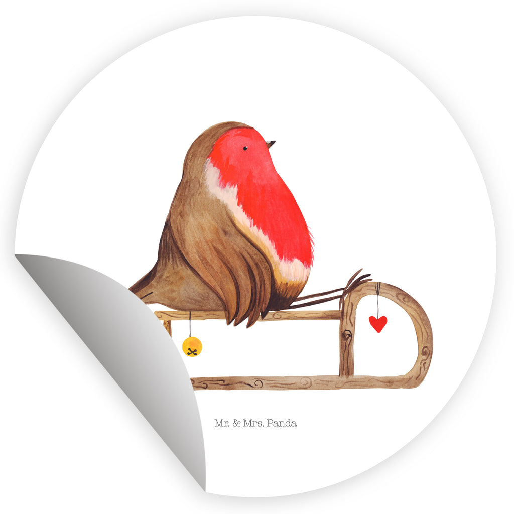 120mm Rund Aufkleber Rotkehlchen Schlitten Sticker, Aufkleber, Etikett, Kinder, rund, Winter, Weihnachten, Weihnachtsdeko, Nikolaus, Advent, Heiligabend, Wintermotiv, Schlitten, Vogel
