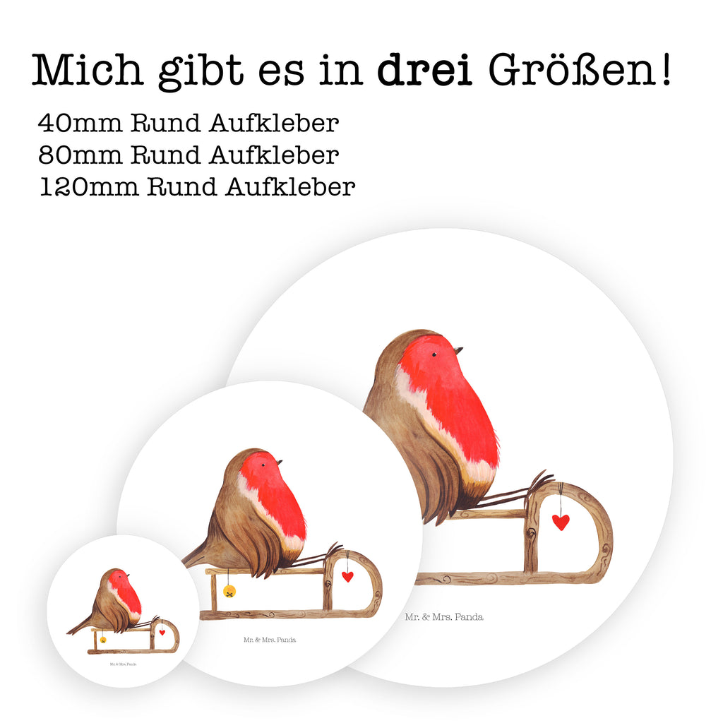 120mm Rund Aufkleber Rotkehlchen Schlitten Sticker, Aufkleber, Etikett, Kinder, rund, Winter, Weihnachten, Weihnachtsdeko, Nikolaus, Advent, Heiligabend, Wintermotiv, Schlitten, Vogel