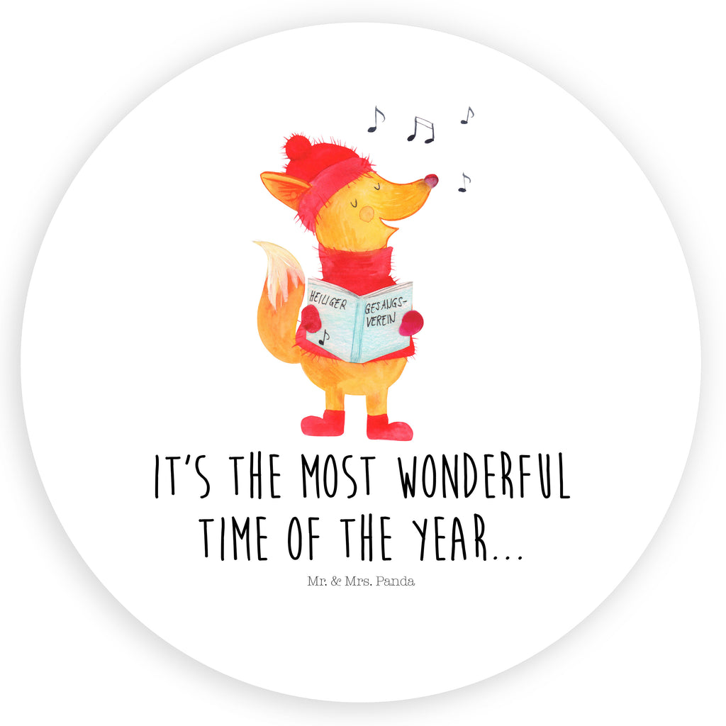 40mm Rund Aufkleber Fuchs Sänger Sticker, Aufkleber, Etikett, Winter, Weihnachten, Weihnachtsdeko, Nikolaus, Advent, Heiligabend, Wintermotiv, Fuchs, Füchse, Sänger, Geschenk Sänger, Singen, Weihnachtslieder