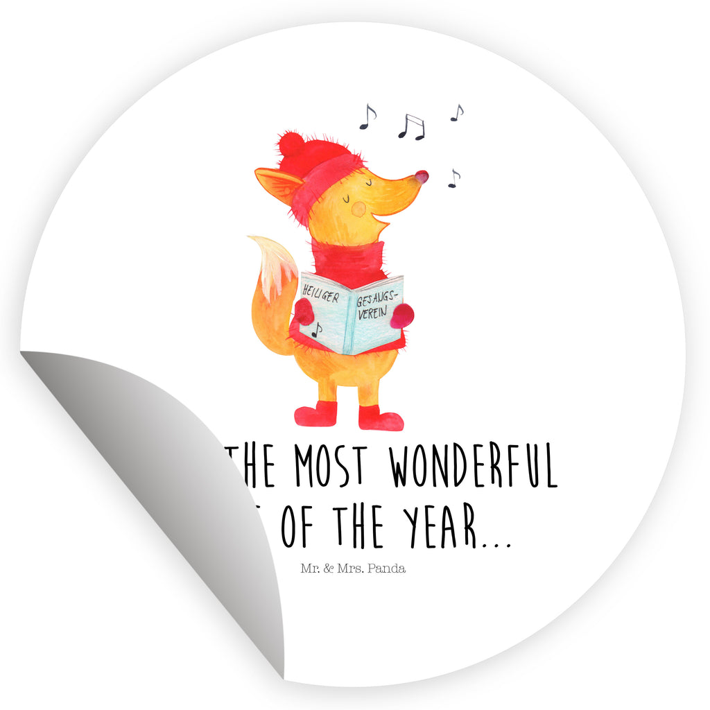 40mm Rund Aufkleber Fuchs Sänger Sticker, Aufkleber, Etikett, Winter, Weihnachten, Weihnachtsdeko, Nikolaus, Advent, Heiligabend, Wintermotiv, Fuchs, Füchse, Sänger, Geschenk Sänger, Singen, Weihnachtslieder