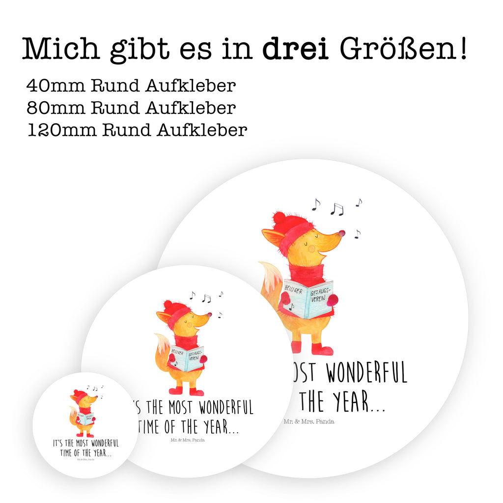 40mm Rund Aufkleber Fuchs Sänger Sticker, Aufkleber, Etikett, Winter, Weihnachten, Weihnachtsdeko, Nikolaus, Advent, Heiligabend, Wintermotiv, Fuchs, Füchse, Sänger, Geschenk Sänger, Singen, Weihnachtslieder