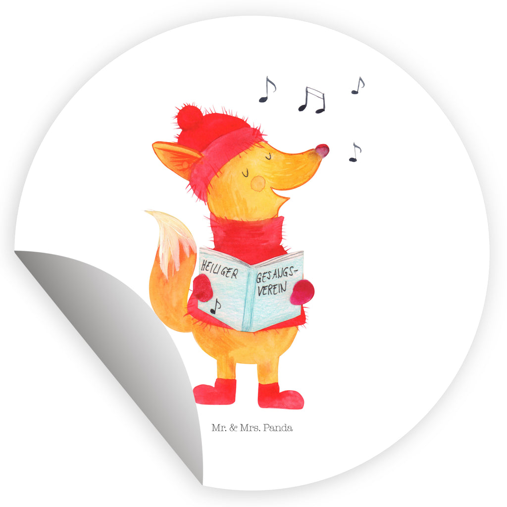40mm Rund Aufkleber Fuchs Sänger Sticker, Aufkleber, Etikett, Winter, Weihnachten, Weihnachtsdeko, Nikolaus, Advent, Heiligabend, Wintermotiv, Fuchs, Füchse, Sänger, Geschenk Sänger, Singen, Weihnachtslieder