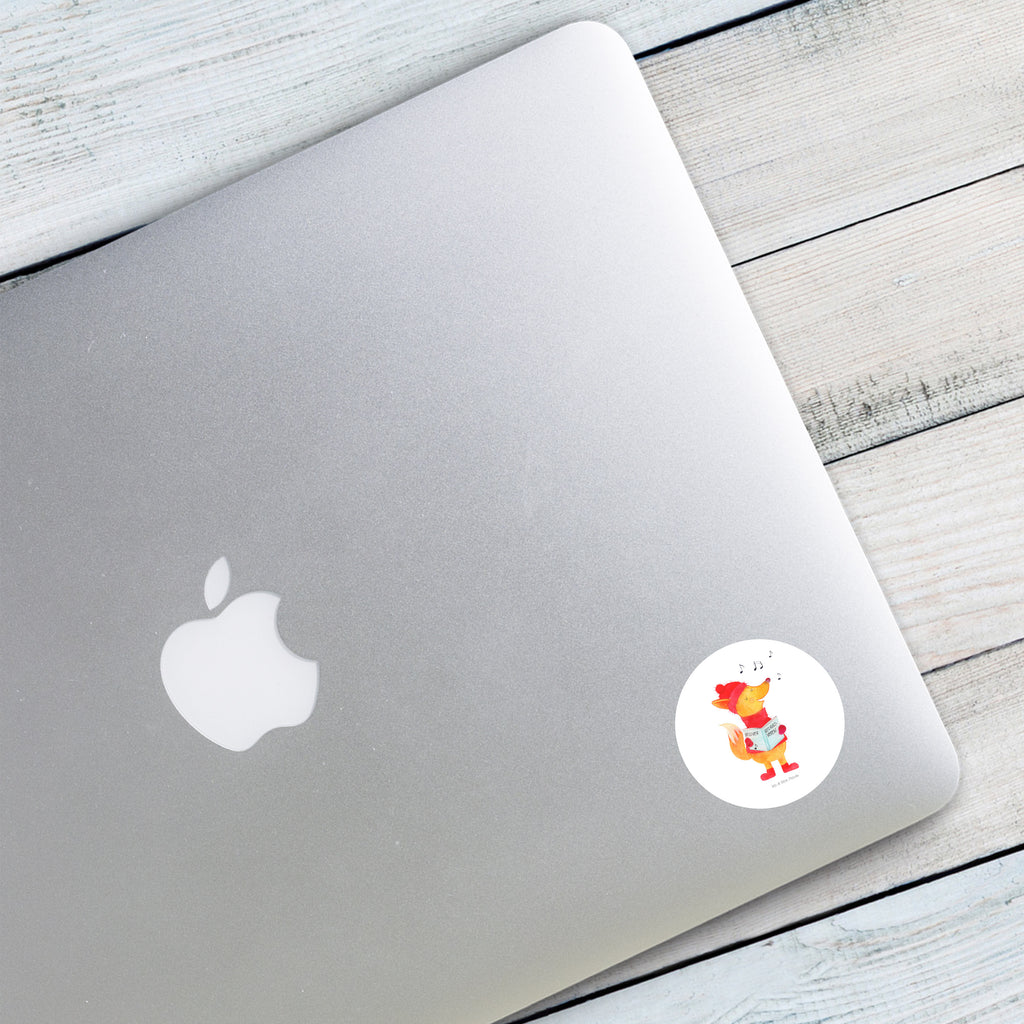 40mm Rund Aufkleber Fuchs Sänger Sticker, Aufkleber, Etikett, Winter, Weihnachten, Weihnachtsdeko, Nikolaus, Advent, Heiligabend, Wintermotiv, Fuchs, Füchse, Sänger, Geschenk Sänger, Singen, Weihnachtslieder