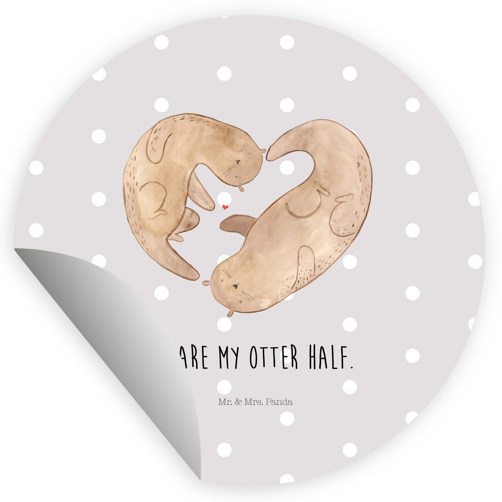 40mm Rund Aufkleber Otter Herz