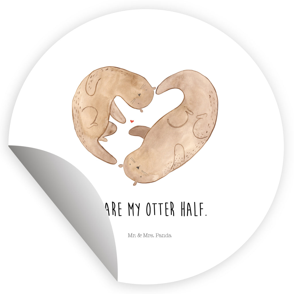 40mm Rund Aufkleber Otter Herz