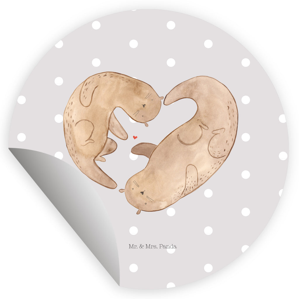 40mm Rund Aufkleber Otter Herz