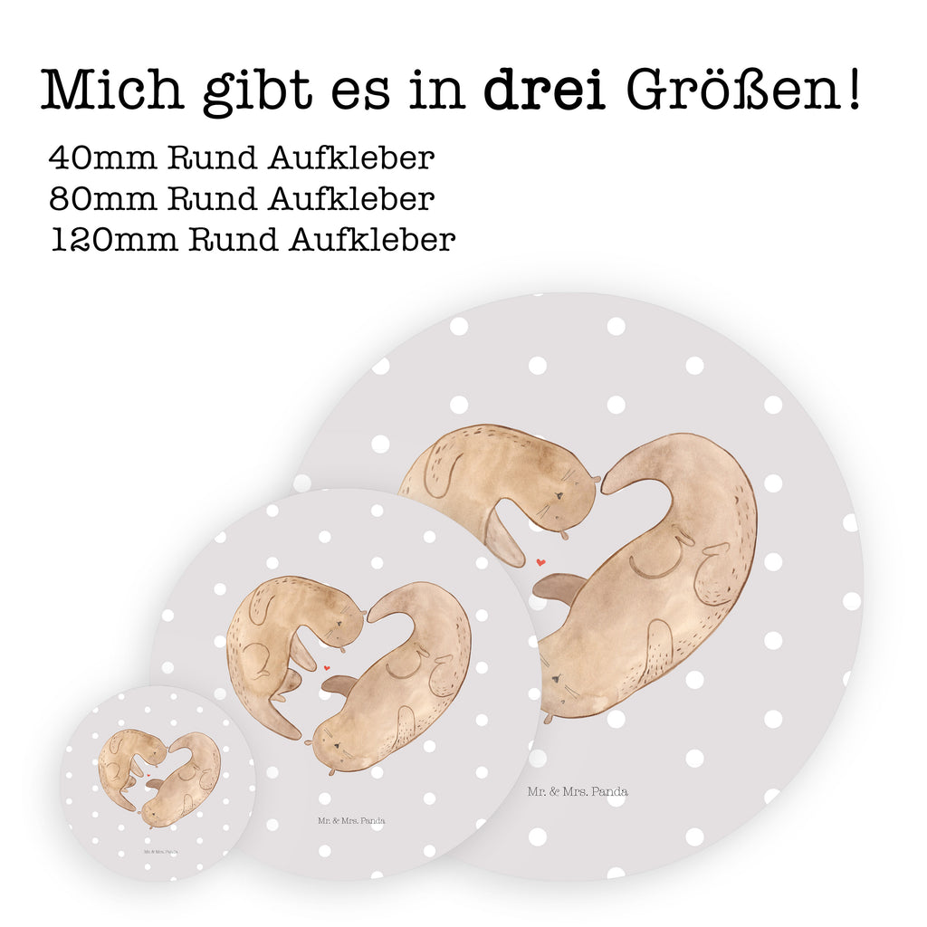 40mm Rund Aufkleber Otter Herz