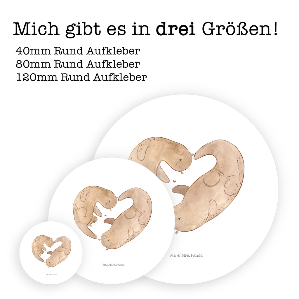40mm Rund Aufkleber Otter Herz