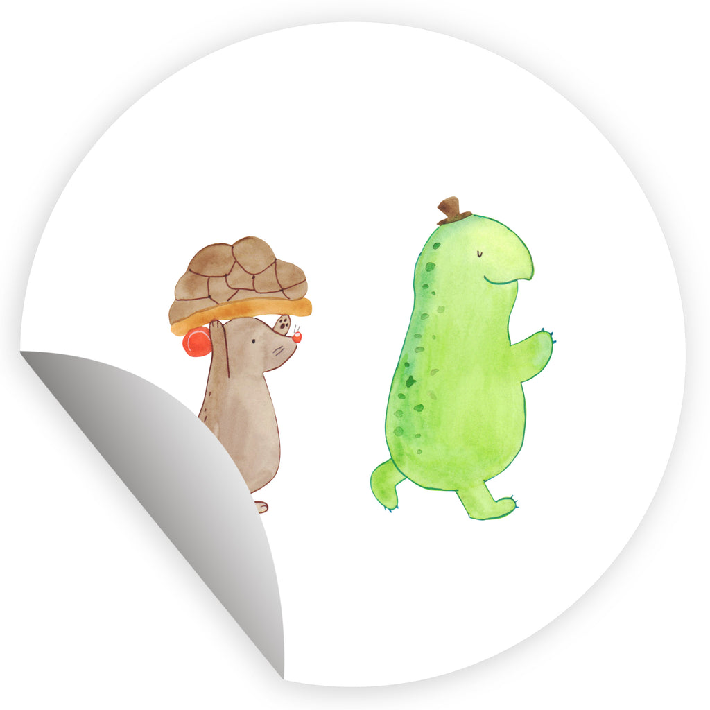 40mm Rund Aufkleber Schildkröte & Maus Sticker, Aufkleber, Etikett, Schildkröte, Maus, Freunde, Freundinnen, beste Freunde, beste Freundinnen