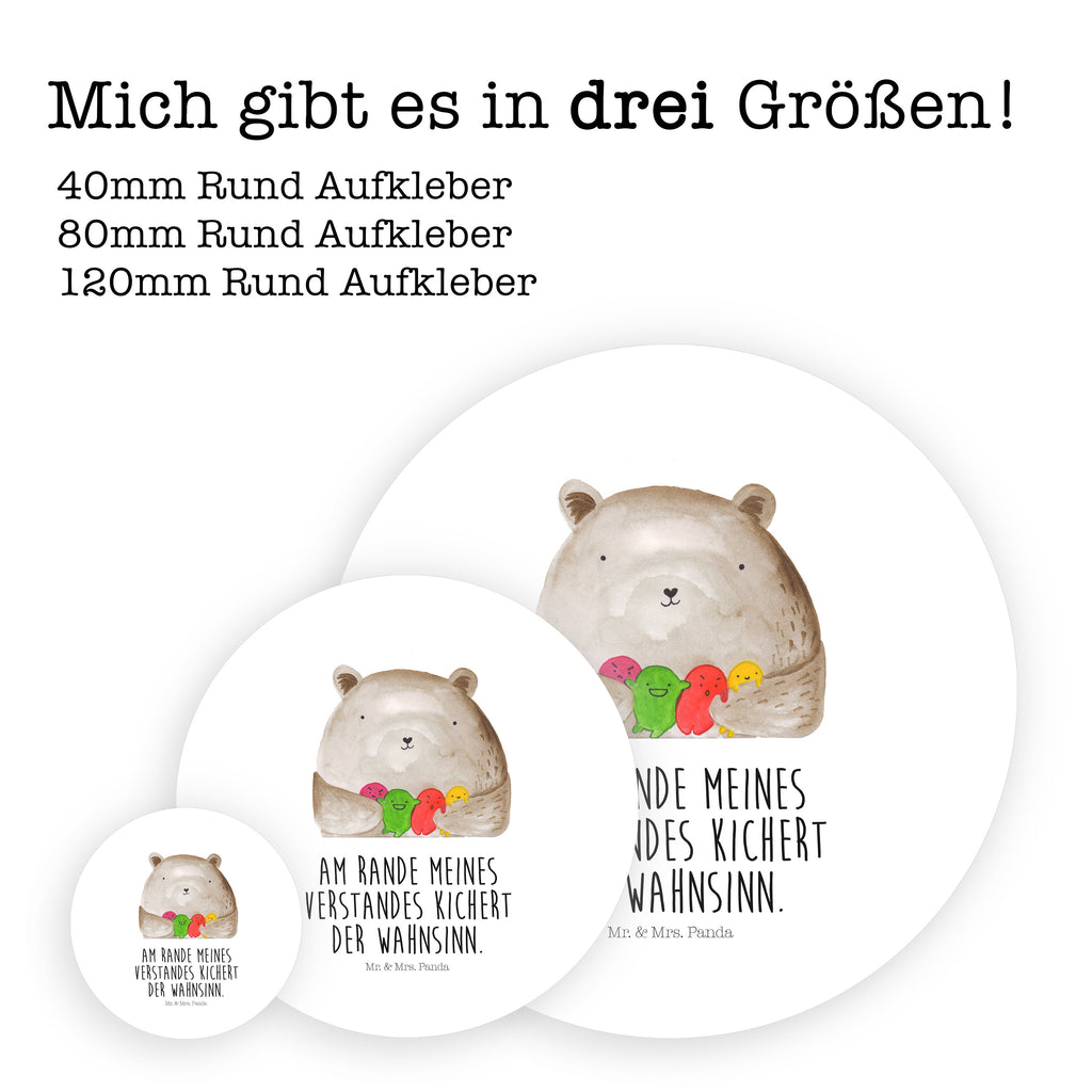 40mm Rund Aufkleber Bär Gefühl Sticker, Aufkleber, Etikett, Bär, Teddy, Teddybär, Wahnsinn, Verrückt, Durchgedreht