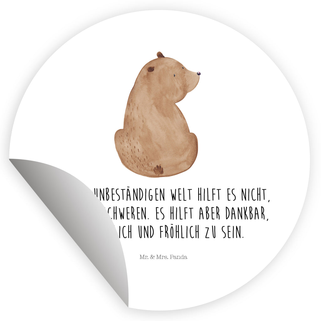 40mm Rund Aufkleber Bär Schulterblick Sticker, Aufkleber, Etikett, Bär, Teddy, Teddybär, Selbstachtung, Weltansicht, Motivation, Bären, Bärenliebe, Weisheit