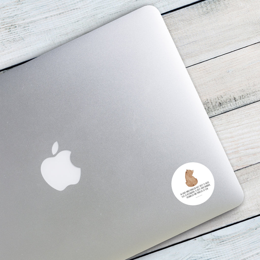 40mm Rund Aufkleber Bär Schulterblick Sticker, Aufkleber, Etikett, Bär, Teddy, Teddybär, Selbstachtung, Weltansicht, Motivation, Bären, Bärenliebe, Weisheit