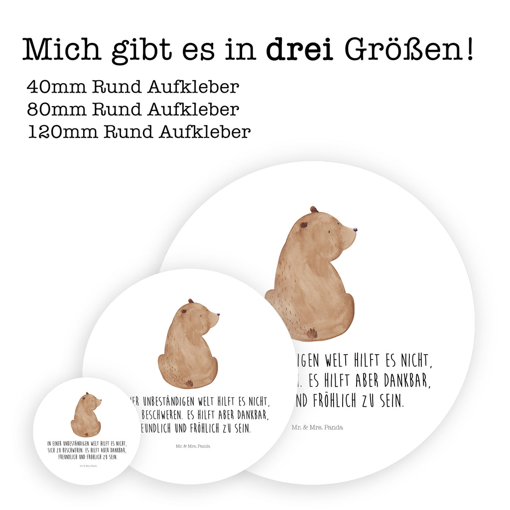 40mm Rund Aufkleber Bär Schulterblick Sticker, Aufkleber, Etikett, Bär, Teddy, Teddybär, Selbstachtung, Weltansicht, Motivation, Bären, Bärenliebe, Weisheit