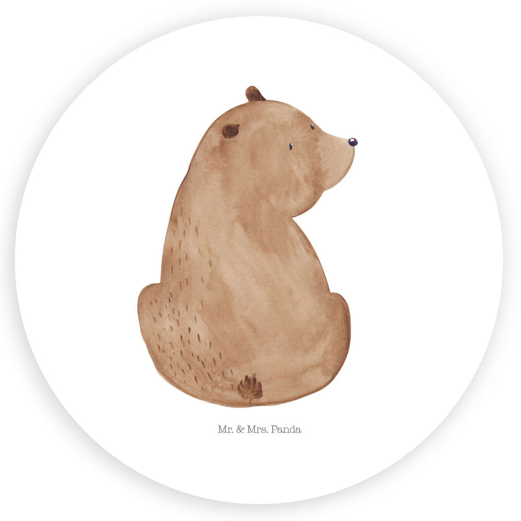 40mm Rund Aufkleber Bär Schulterblick Sticker, Aufkleber, Etikett, Bär, Teddy, Teddybär, Selbstachtung, Weltansicht, Motivation, Bären, Bärenliebe, Weisheit