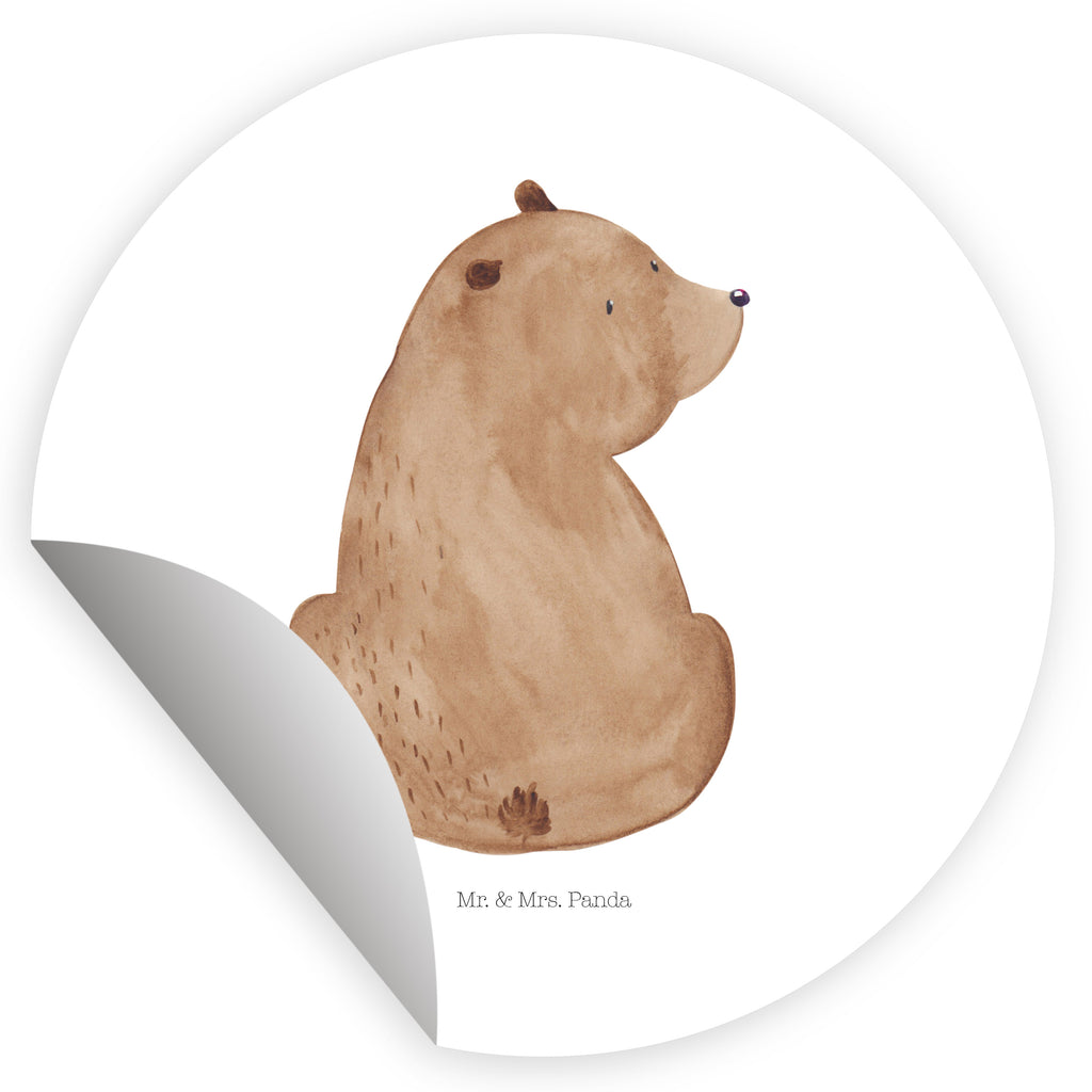 40mm Rund Aufkleber Bär Schulterblick Sticker, Aufkleber, Etikett, Bär, Teddy, Teddybär, Selbstachtung, Weltansicht, Motivation, Bären, Bärenliebe, Weisheit