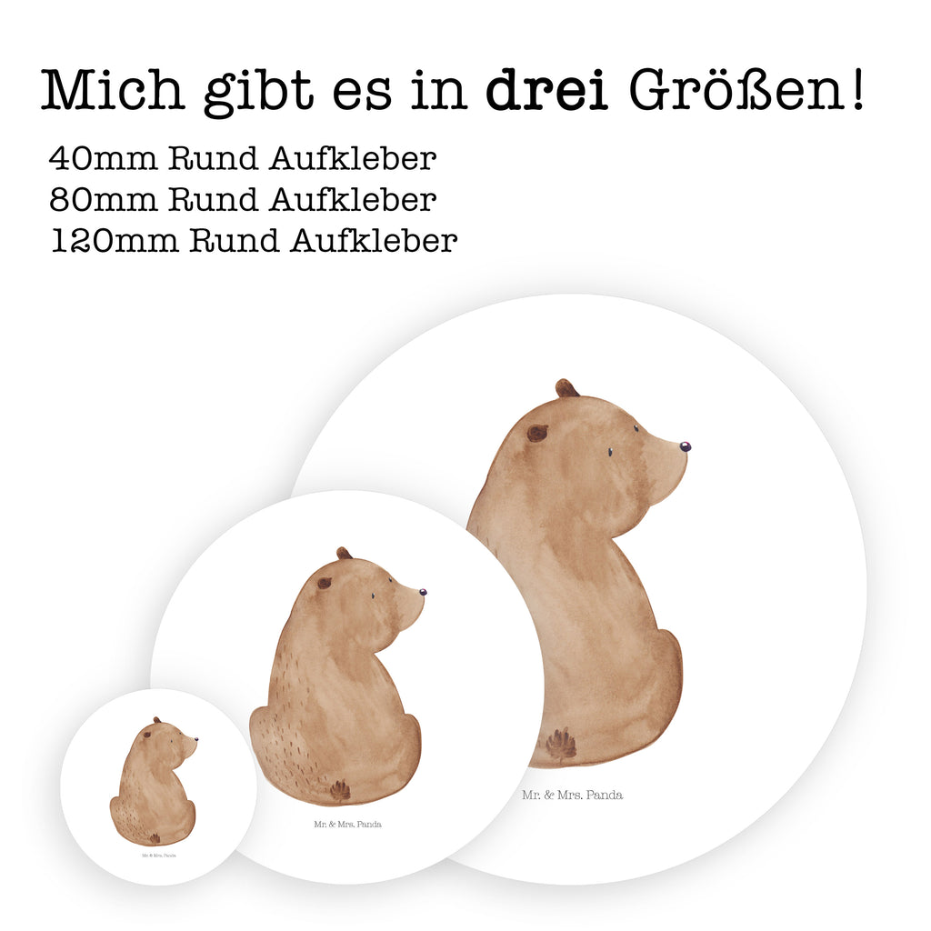 40mm Rund Aufkleber Bär Schulterblick Sticker, Aufkleber, Etikett, Bär, Teddy, Teddybär, Selbstachtung, Weltansicht, Motivation, Bären, Bärenliebe, Weisheit