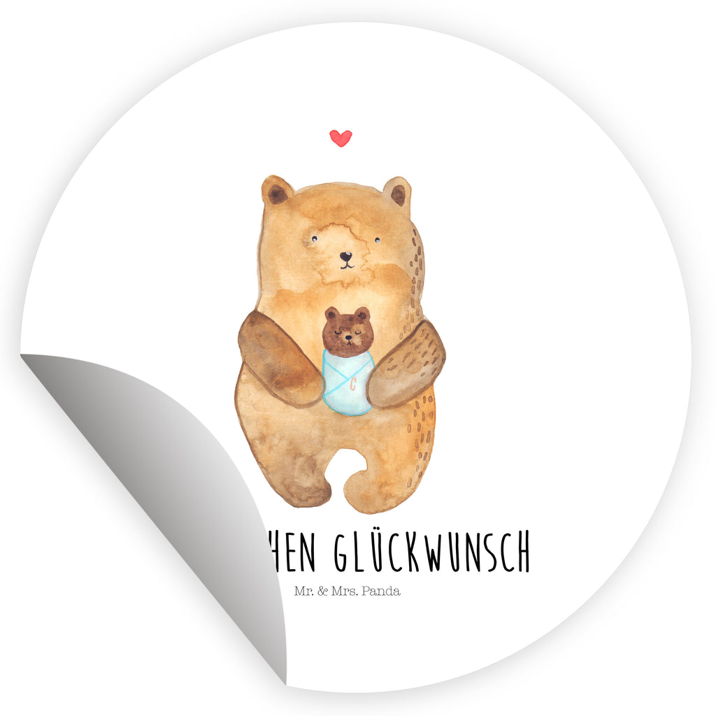 40mm Rund Aufkleber Bär mit Baby