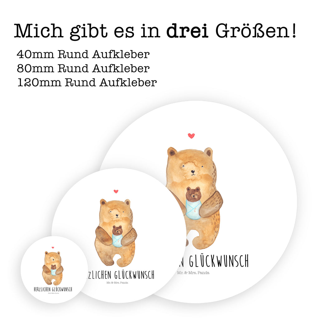 40mm Rund Aufkleber Bär mit Baby