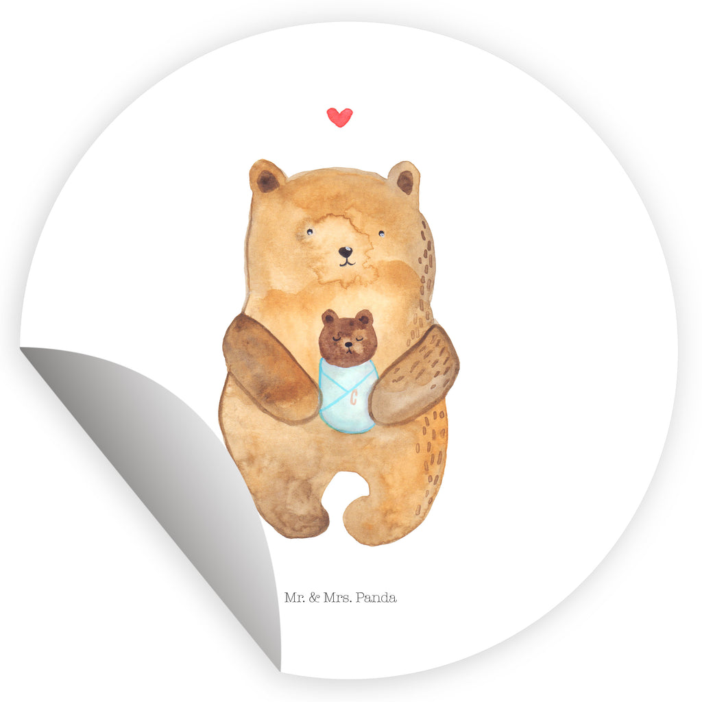 40mm Rund Aufkleber Bär mit Baby